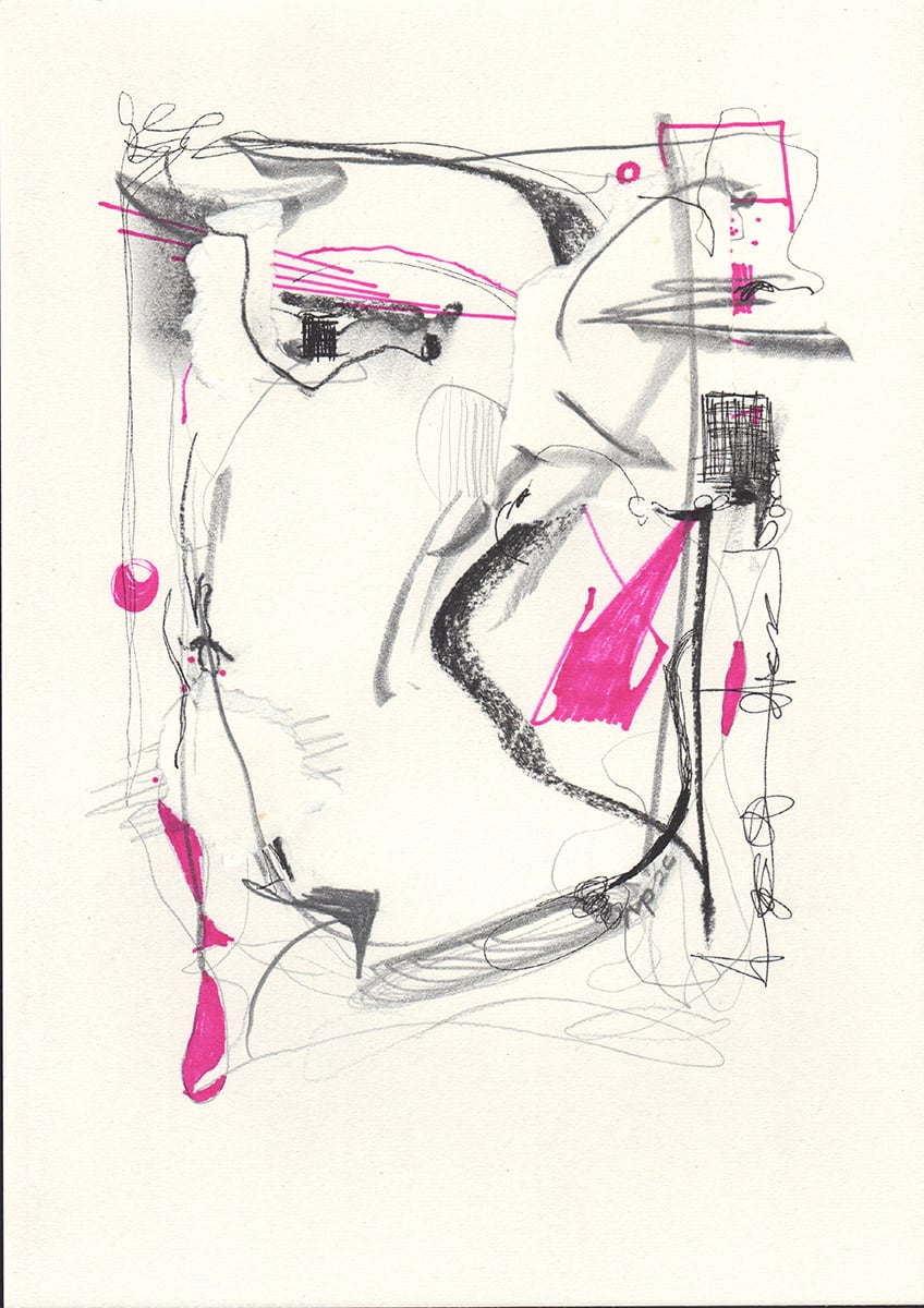 Dynamic abstract marks on light paper.