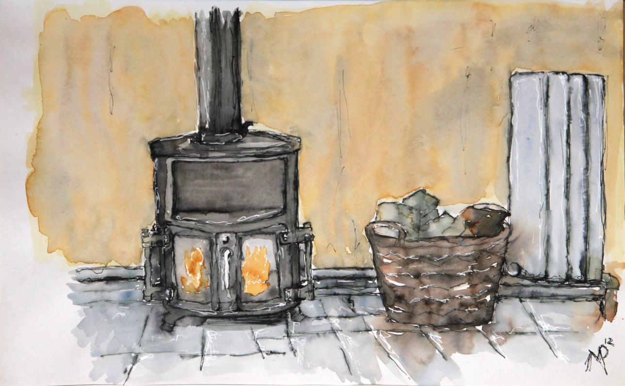 Aquarell Tetjus Tügel Ofen Hesedorf Bahnhof